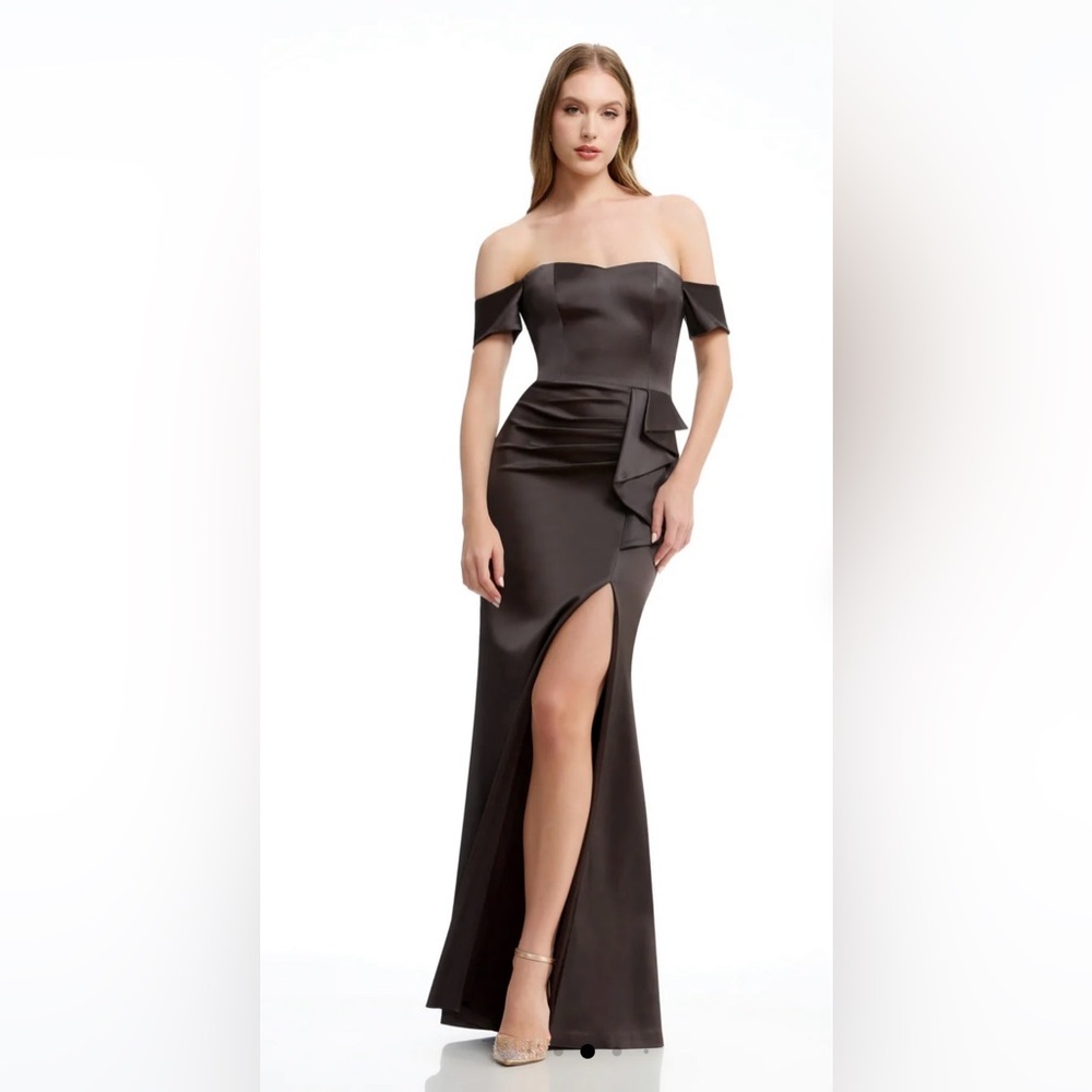 Dress the Population Gabrielle Gown - Black Off-Shoulder Dress Size XXS